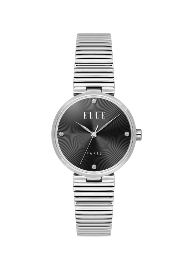 ELLE 28 mm Kadın Gümüş Hasır Yuvarlak Kol Saati 