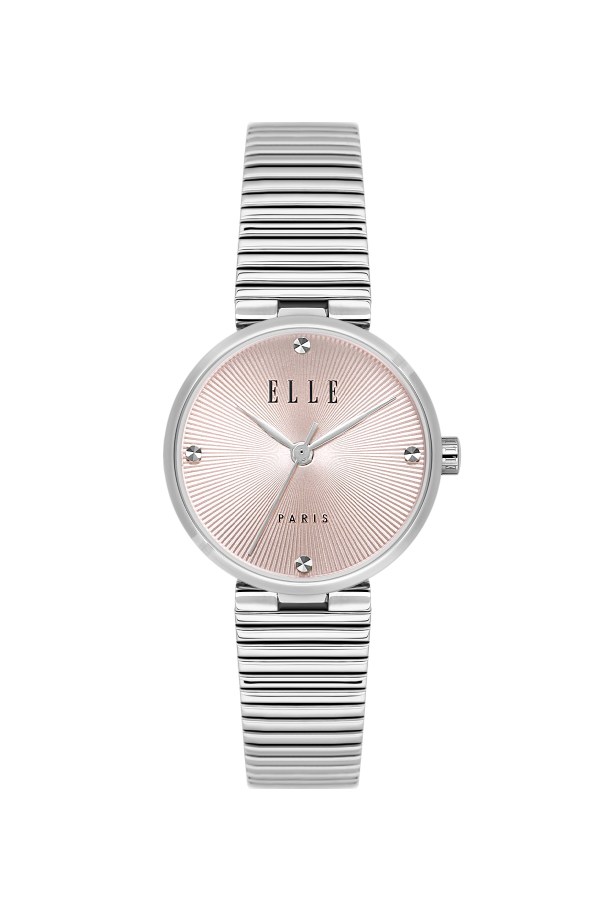 ELLE 28 mm Kadın Gümüş Hasır Yuvarlak Kol Saati 