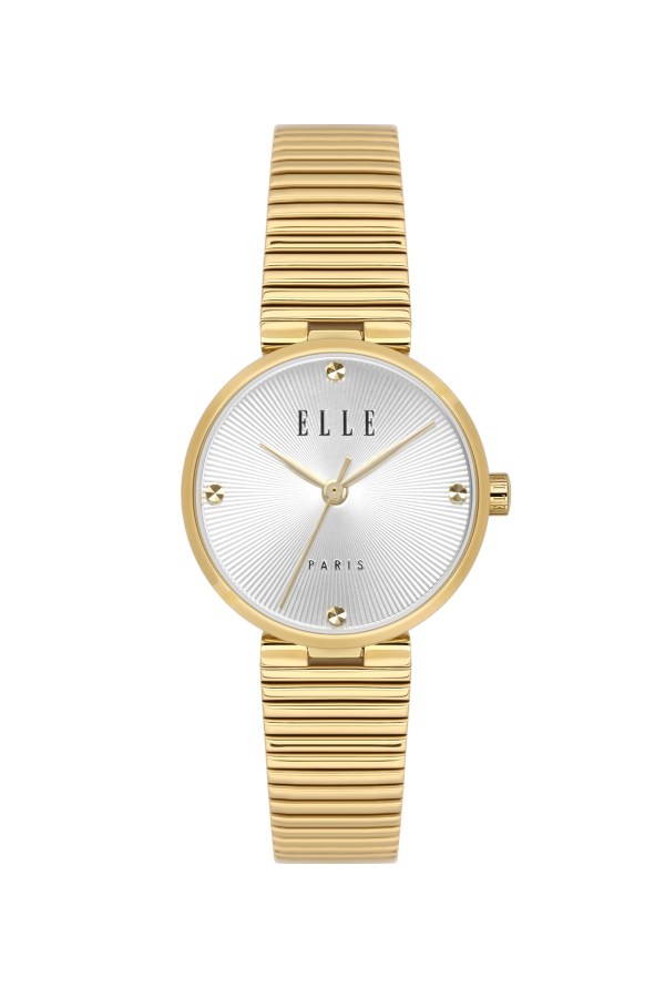 ELLE 28 mm Kadın Altın Hasır Yuvarlak Kol Saati 