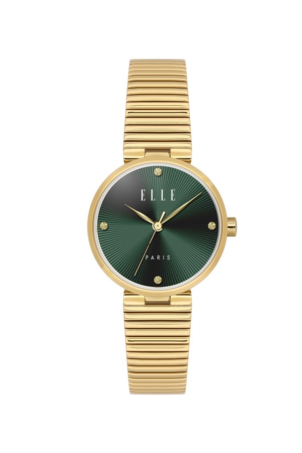 ELLE 28 mm Kadın Altın Hasır Yuvarlak Kol Saati 